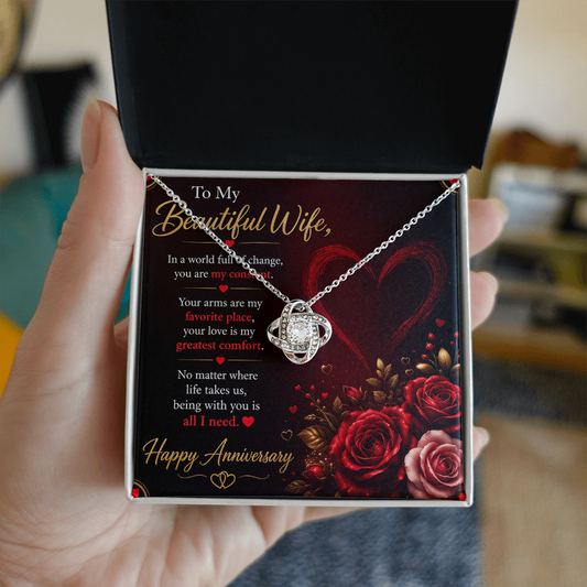 Anniversary Necklace Gift for Wife with Message Card