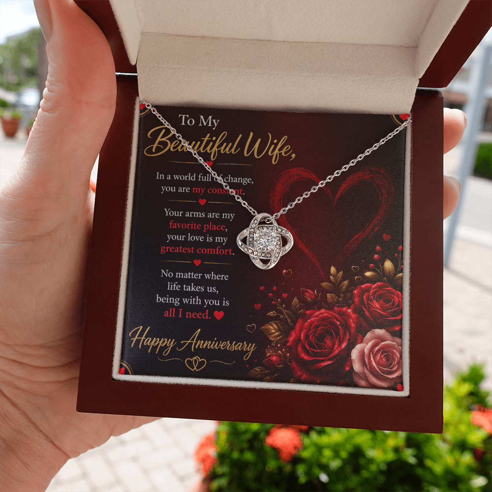 Anniversary Necklace Gift for Wife with Message Card