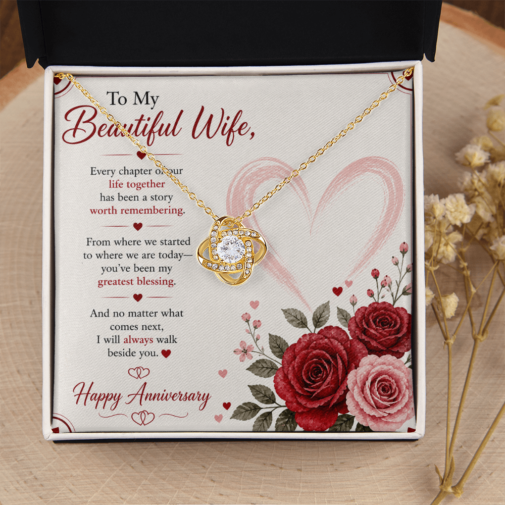 Anniversary Gift for Her – Love Necklace with Message Card