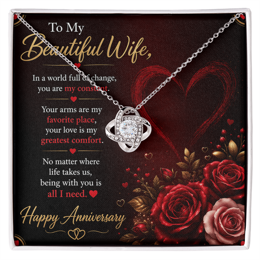 Anniversary Necklace Gift for Wife with Message Card