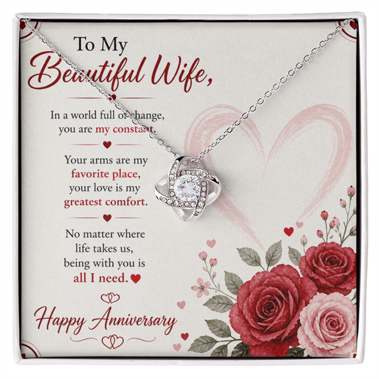 Anniversary Necklace Gift for Wife with Message Card