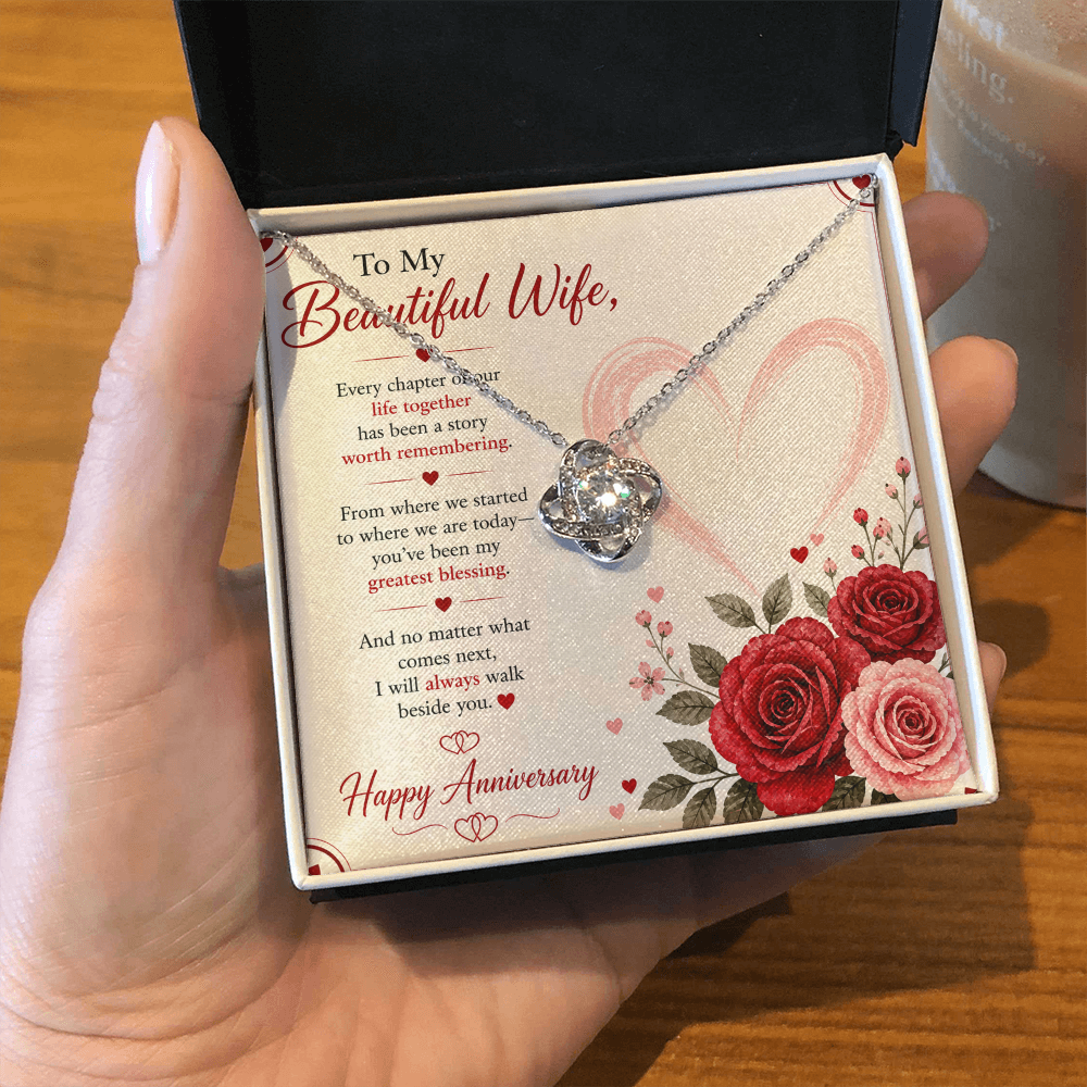 Anniversary Gift for Her – Love Necklace with Message Card