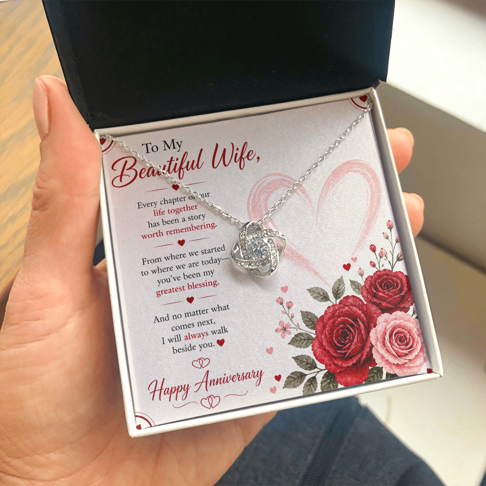 Anniversary Gift for Her – Love Necklace with Message Card