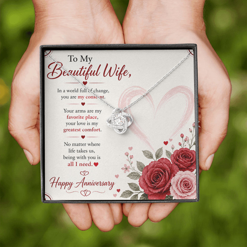 Anniversary Necklace Gift for Wife with Message Card