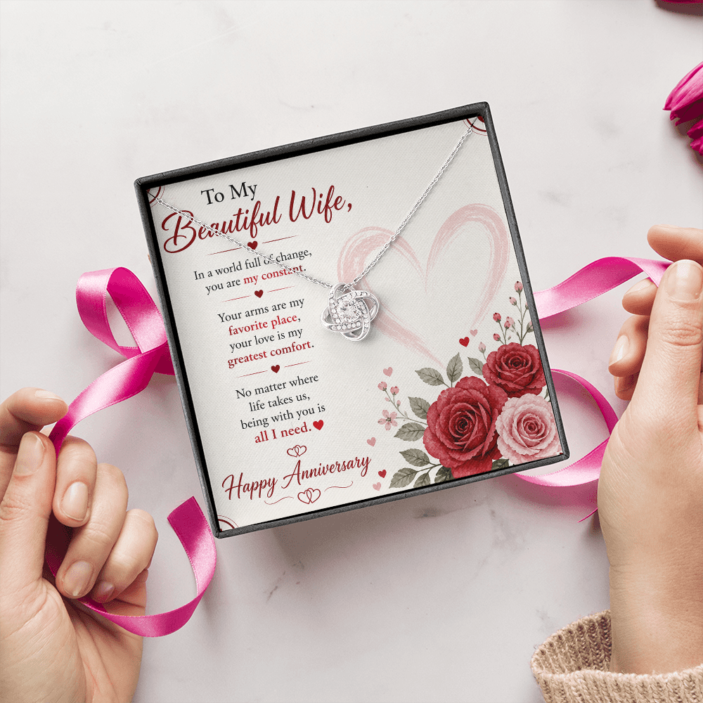 Anniversary Necklace Gift for Wife with Message Card