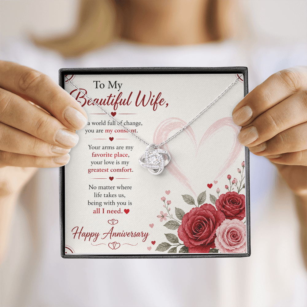 Anniversary Necklace Gift for Wife with Message Card