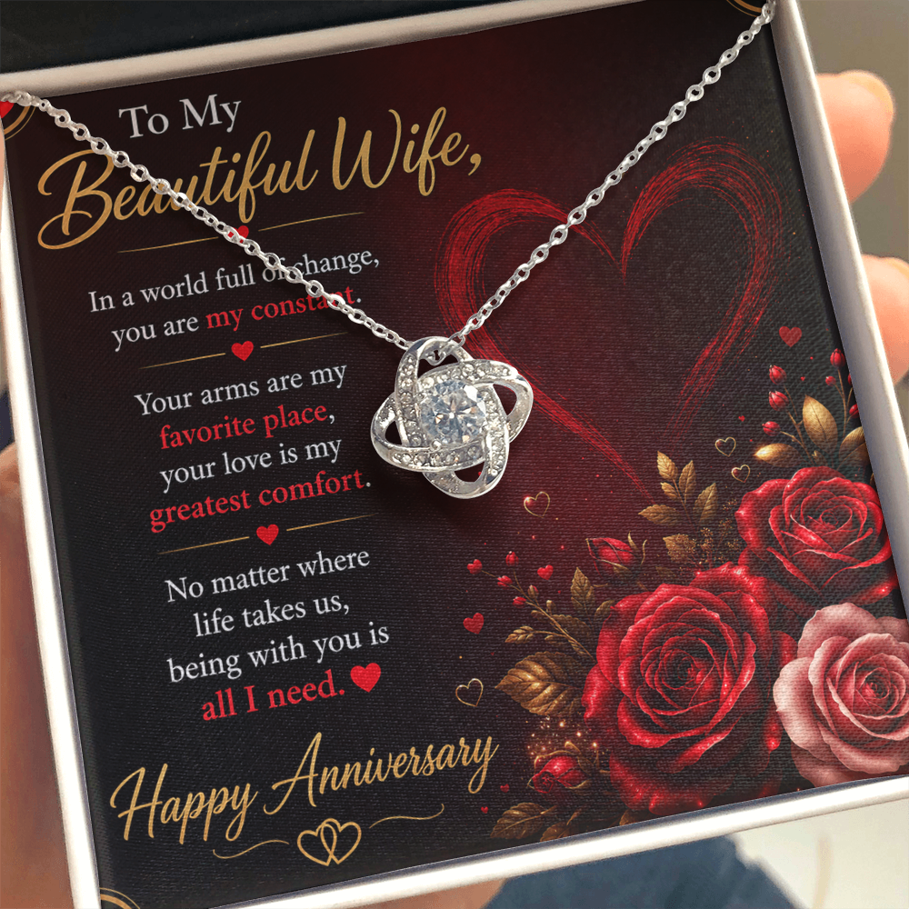 Anniversary Necklace Gift for Wife with Message Card