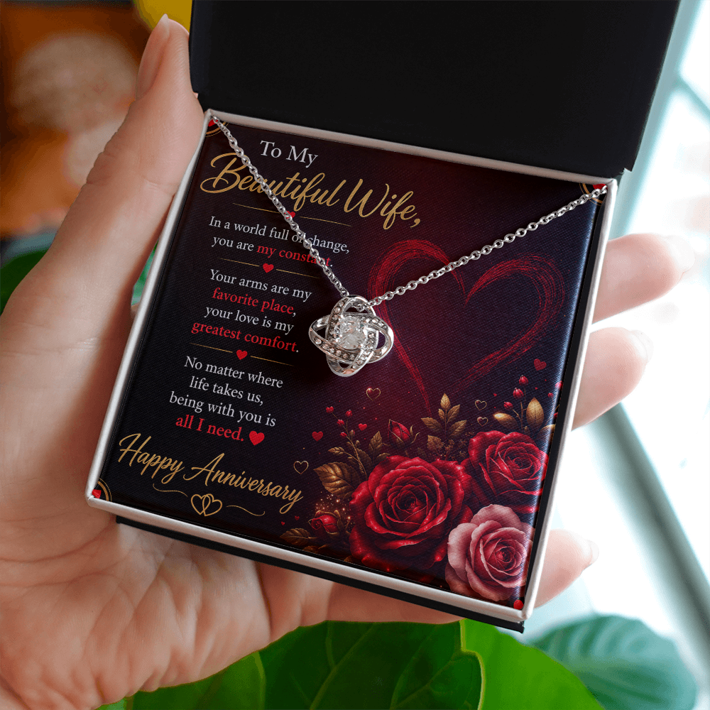 Anniversary Necklace Gift for Wife with Message Card