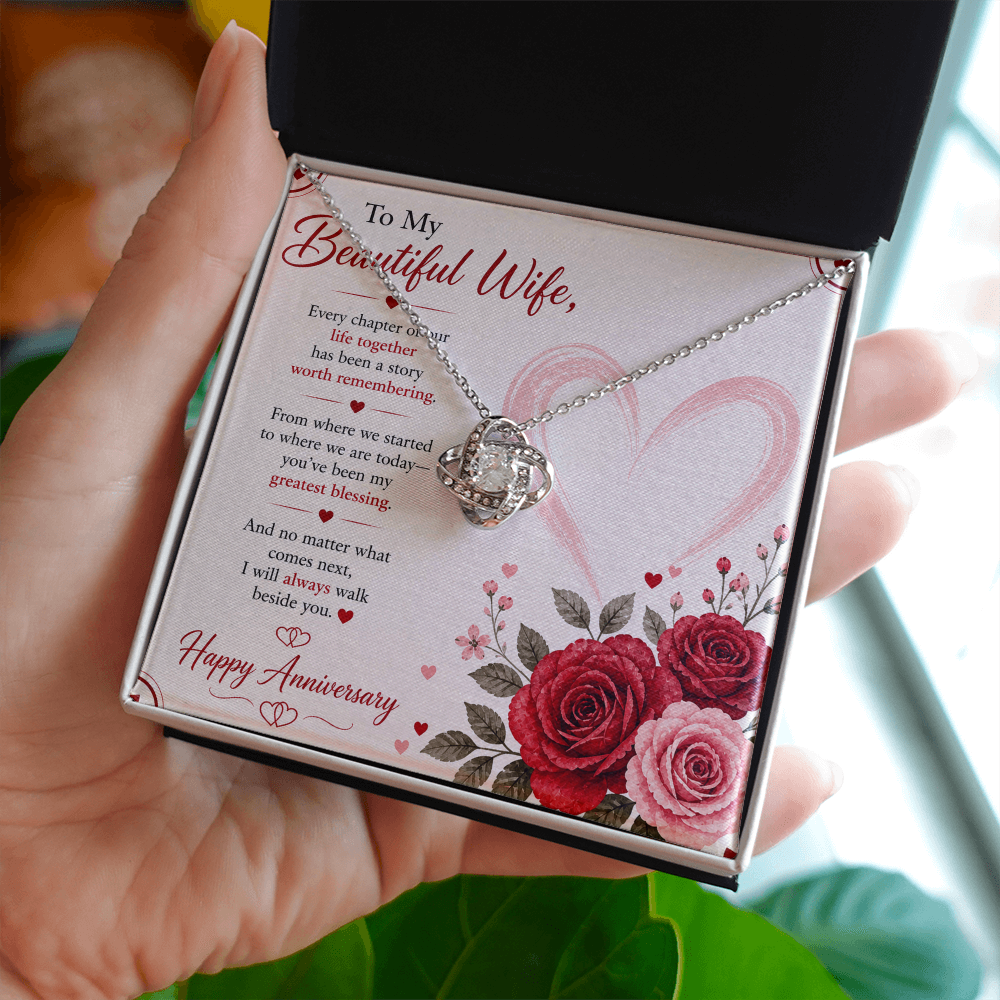 Anniversary Gift for Her – Love Necklace with Message Card