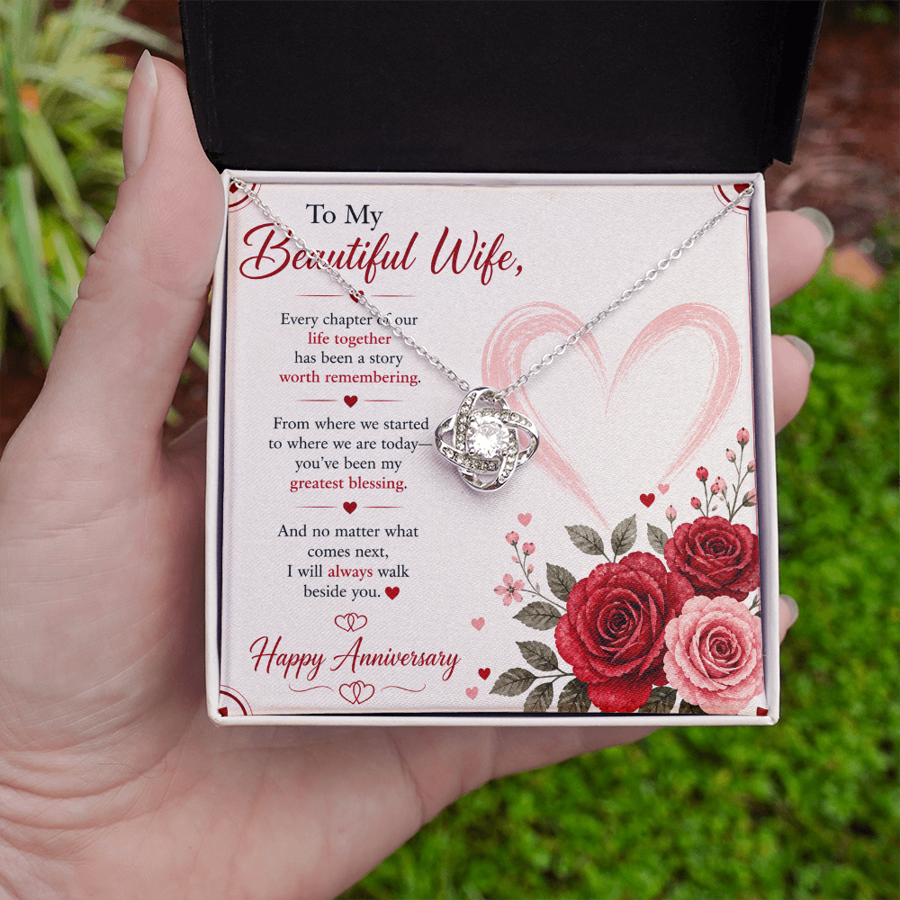 Anniversary Gift for Her – Love Necklace with Message Card
