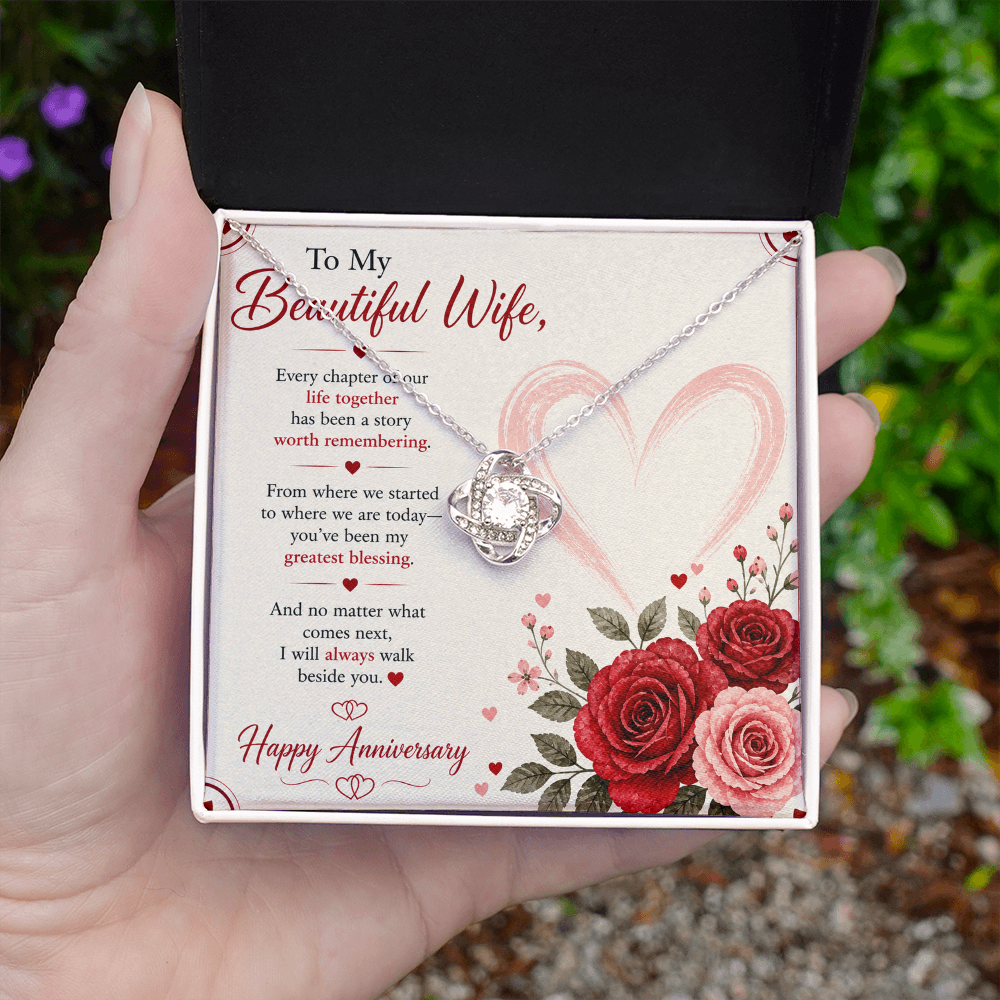 Anniversary Gift for Her – Love Necklace with Message Card