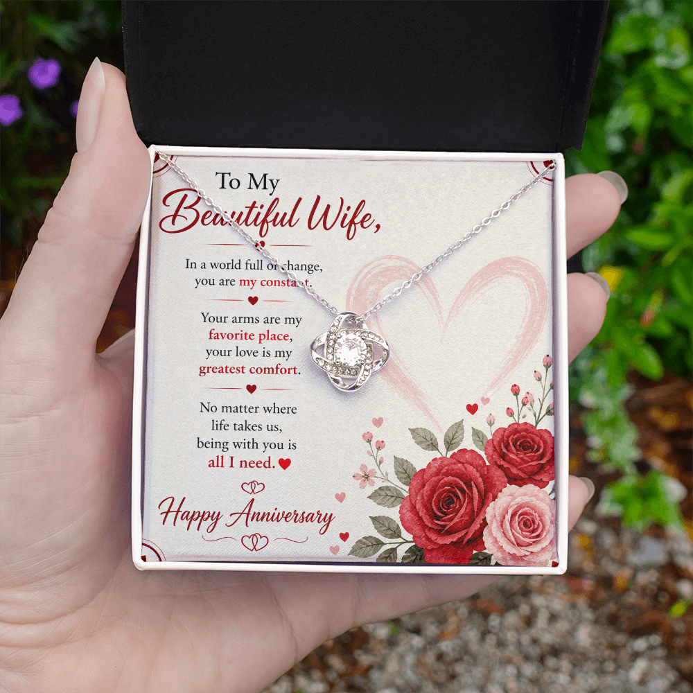 Anniversary Necklace Gift for Wife with Message Card