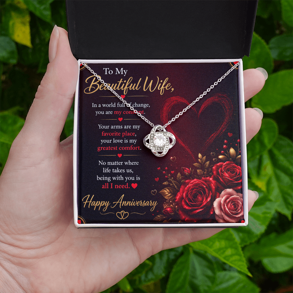 Anniversary Necklace Gift for Wife with Message Card