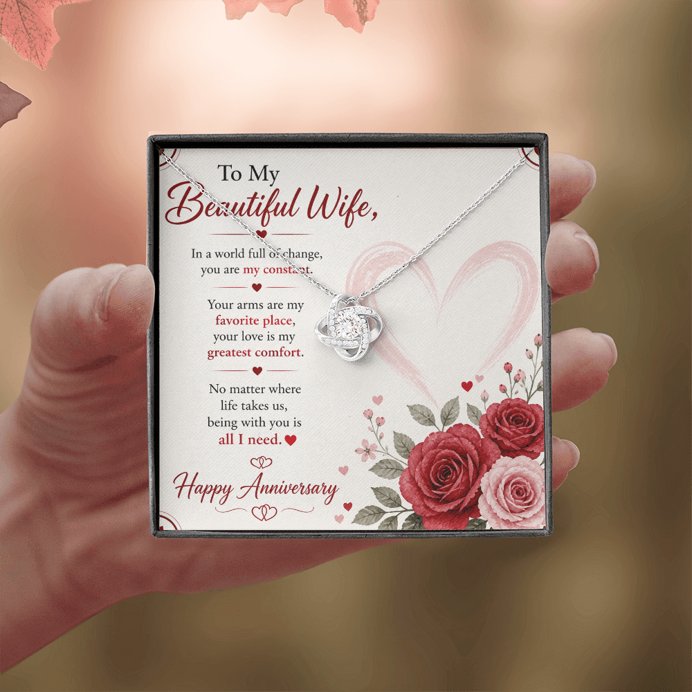 Anniversary Necklace Gift for Wife with Message Card