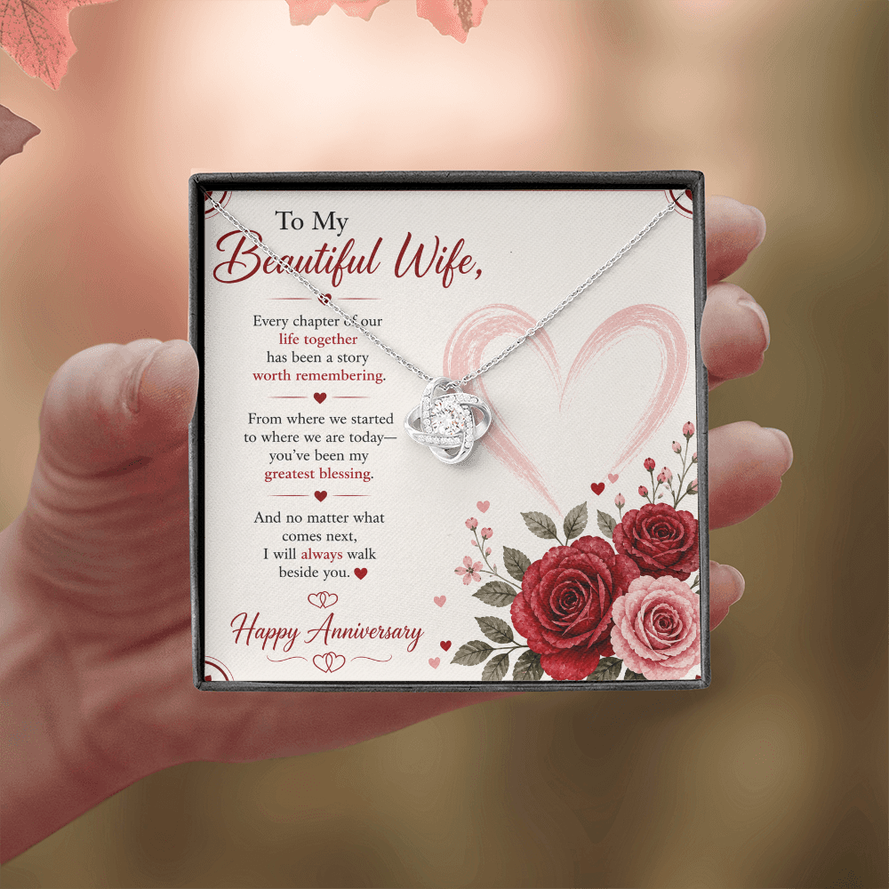 Anniversary Gift for Her – Love Necklace with Message Card