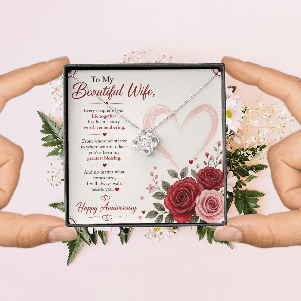Anniversary Gift for Her – Love Necklace with Message Card