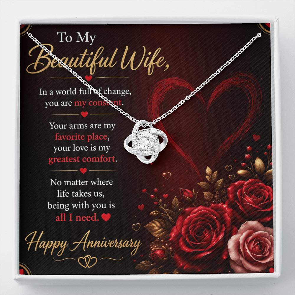 Anniversary Necklace Gift for Wife with Message Card
