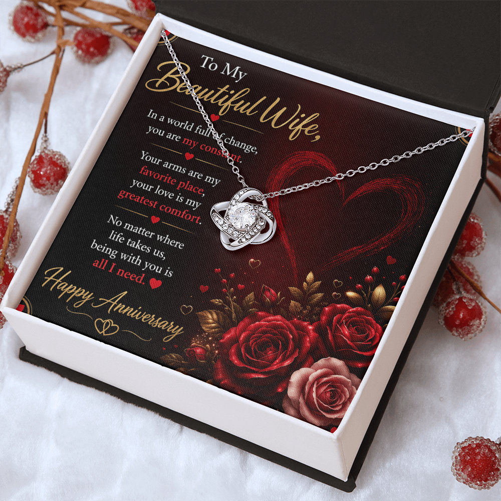 Anniversary Necklace Gift for Wife with Message Card