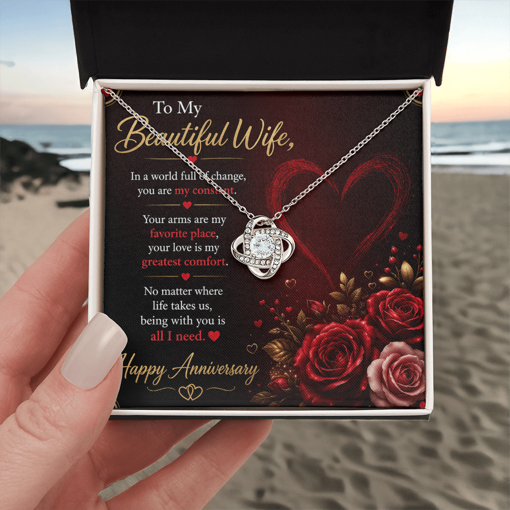 Anniversary Necklace Gift for Wife with Message Card