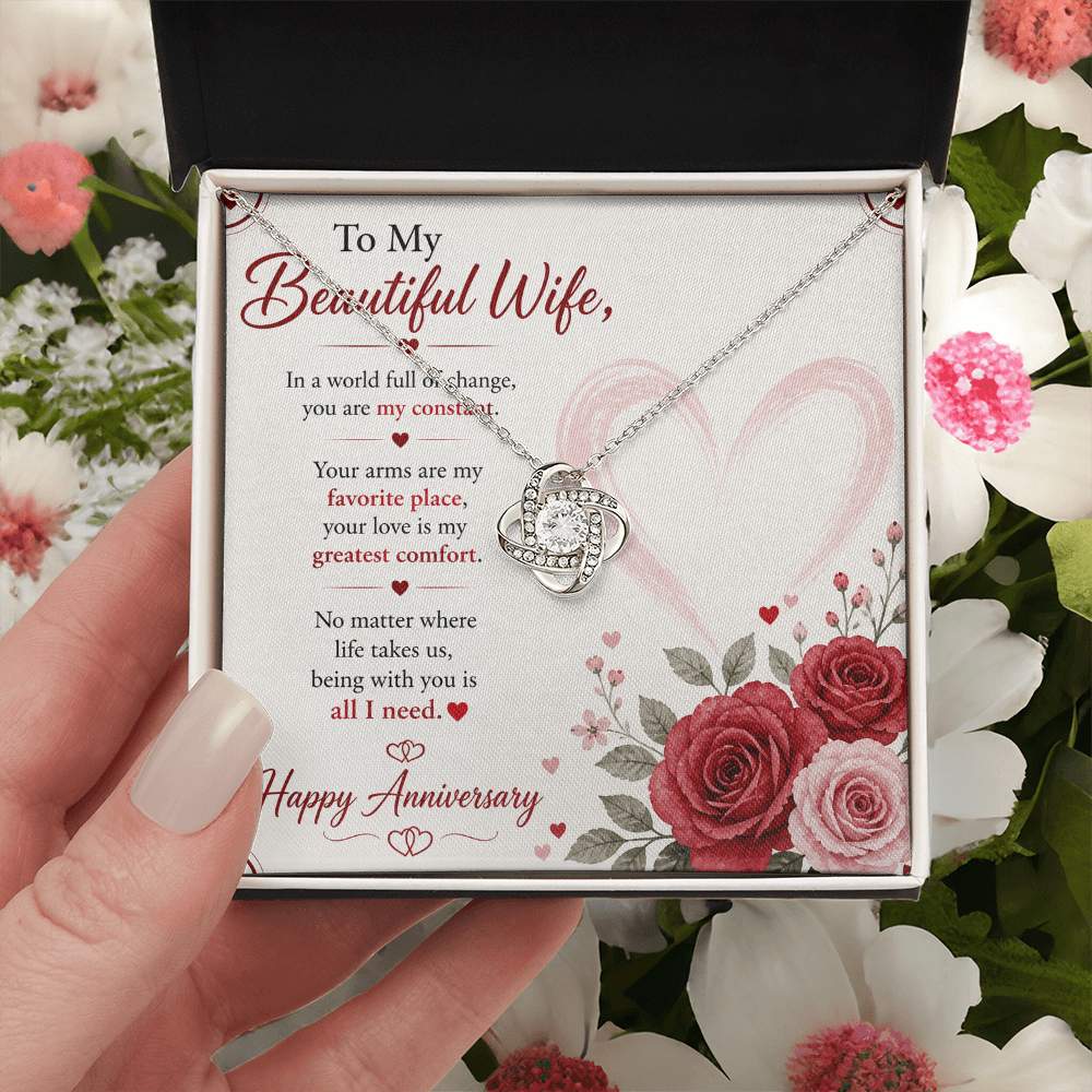 Anniversary Necklace Gift for Wife with Message Card