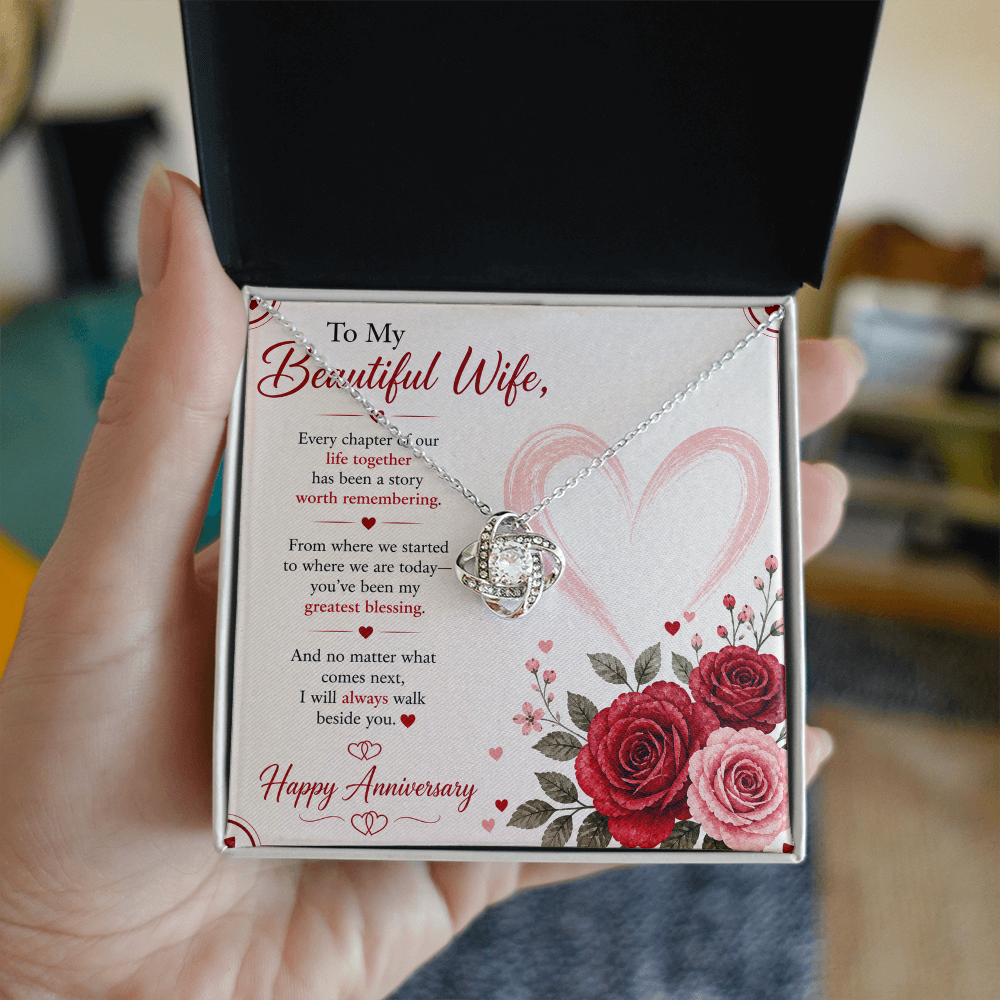Anniversary Gift for Her – Love Necklace with Message Card