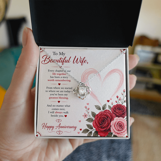 Anniversary Gift for Her – Love Necklace with Message Card