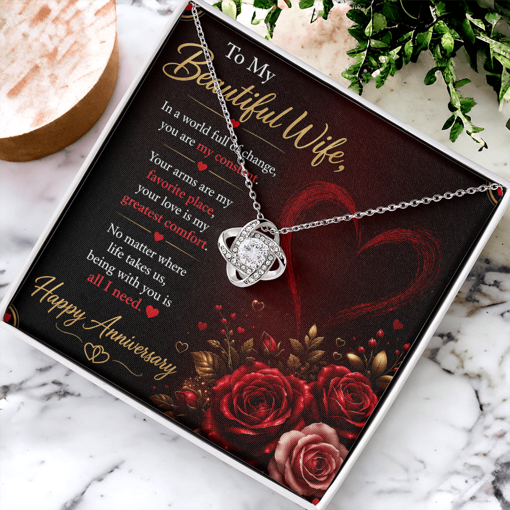 Anniversary Necklace Gift for Wife with Message Card