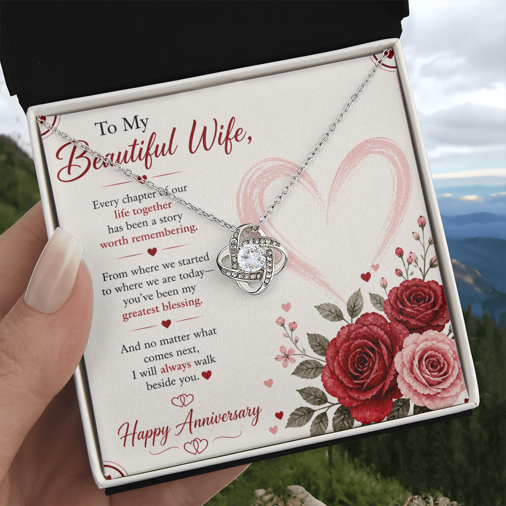Anniversary Gift for Her – Love Necklace with Message Card