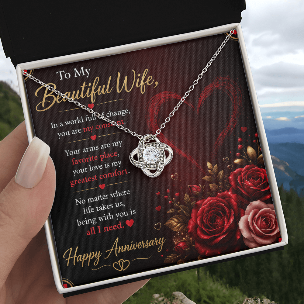 Anniversary Necklace Gift for Wife with Message Card
