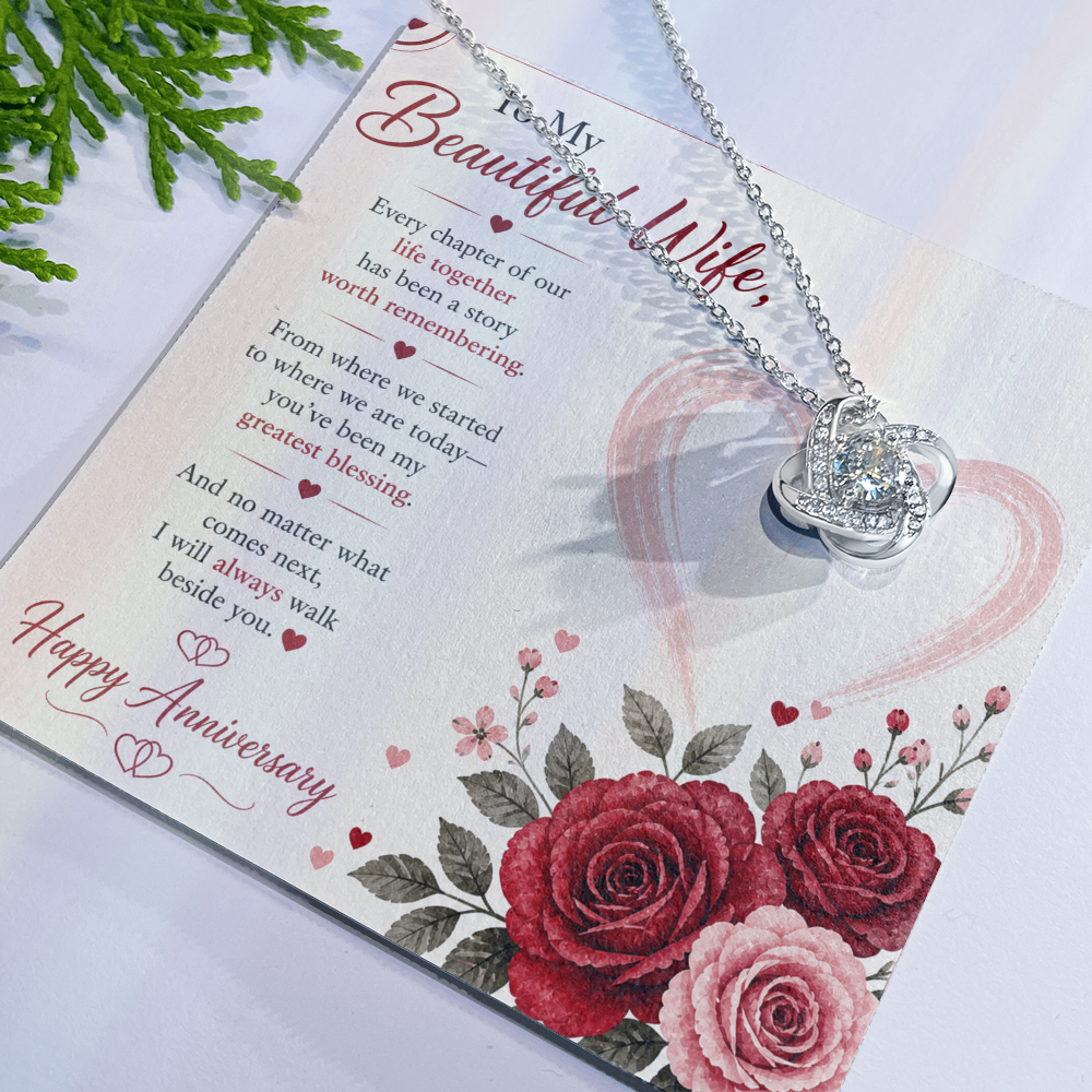 Anniversary Gift for Her – Love Necklace with Message Card