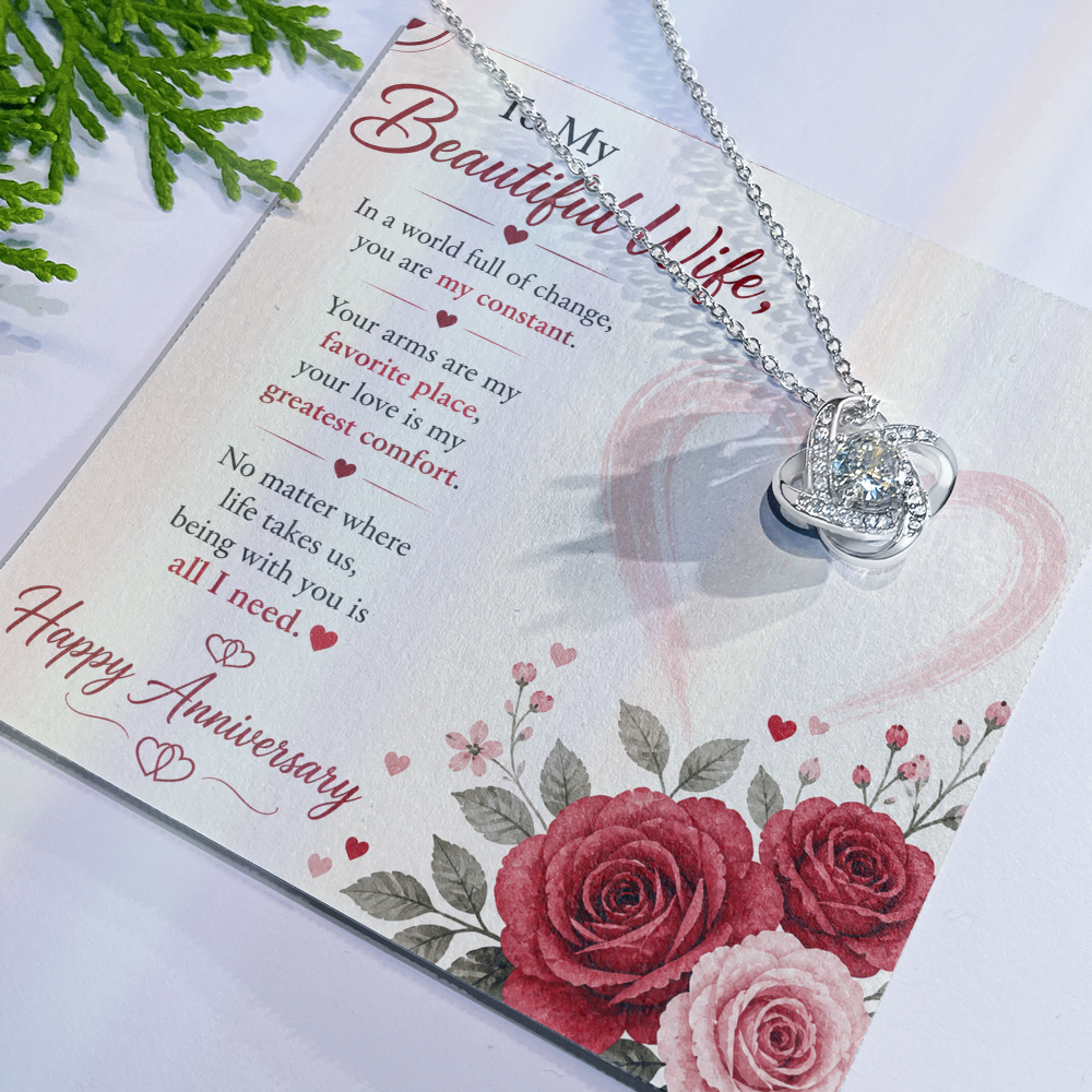 Anniversary Necklace Gift for Wife with Message Card