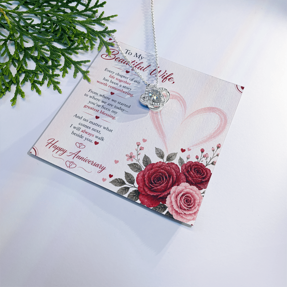 Anniversary Gift for Her – Love Necklace with Message Card