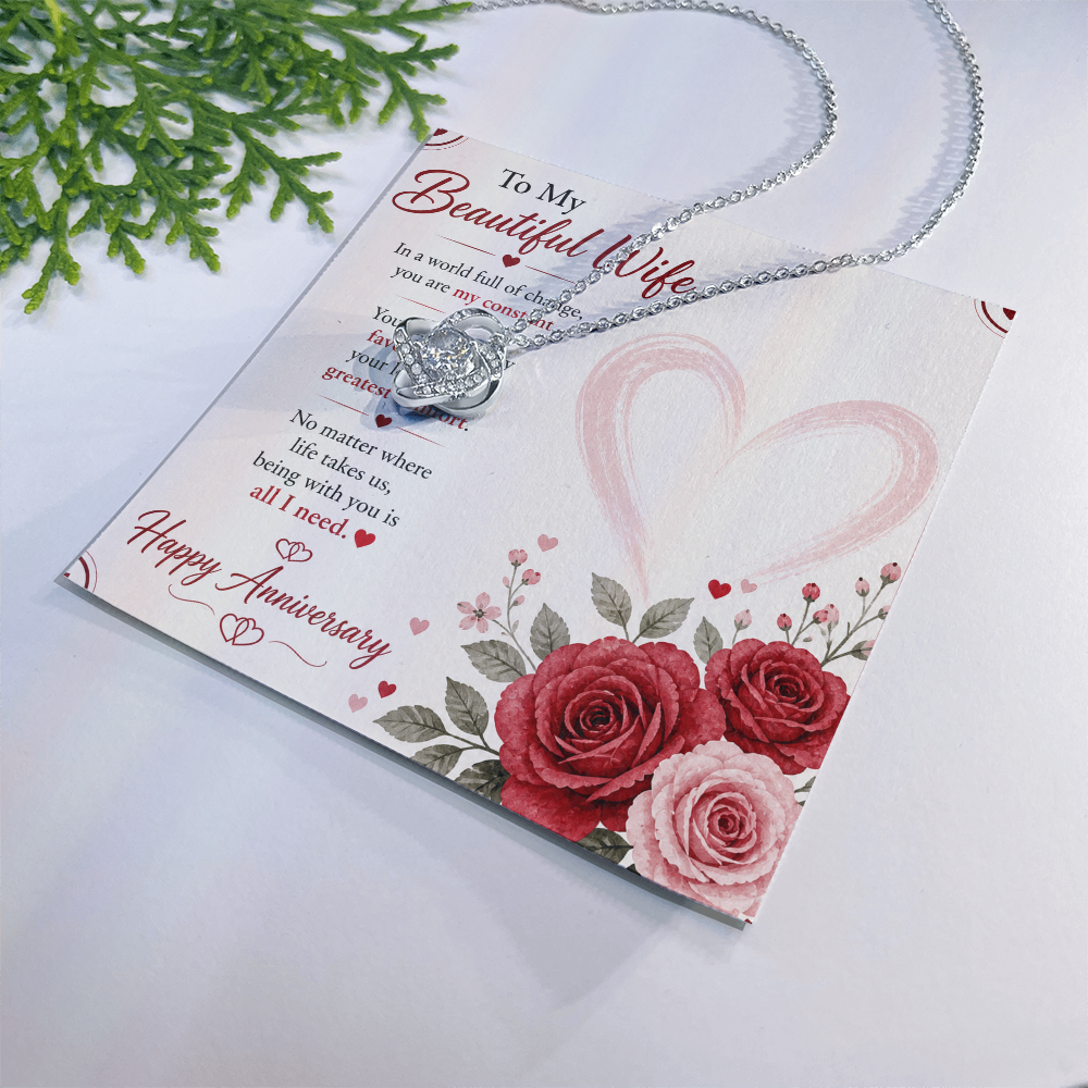 Anniversary Necklace Gift for Wife with Message Card