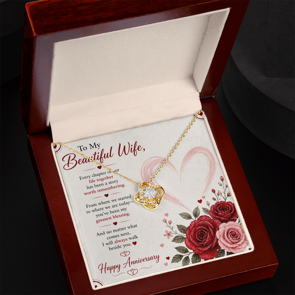 Anniversary Gift for Her – Love Necklace with Message Card