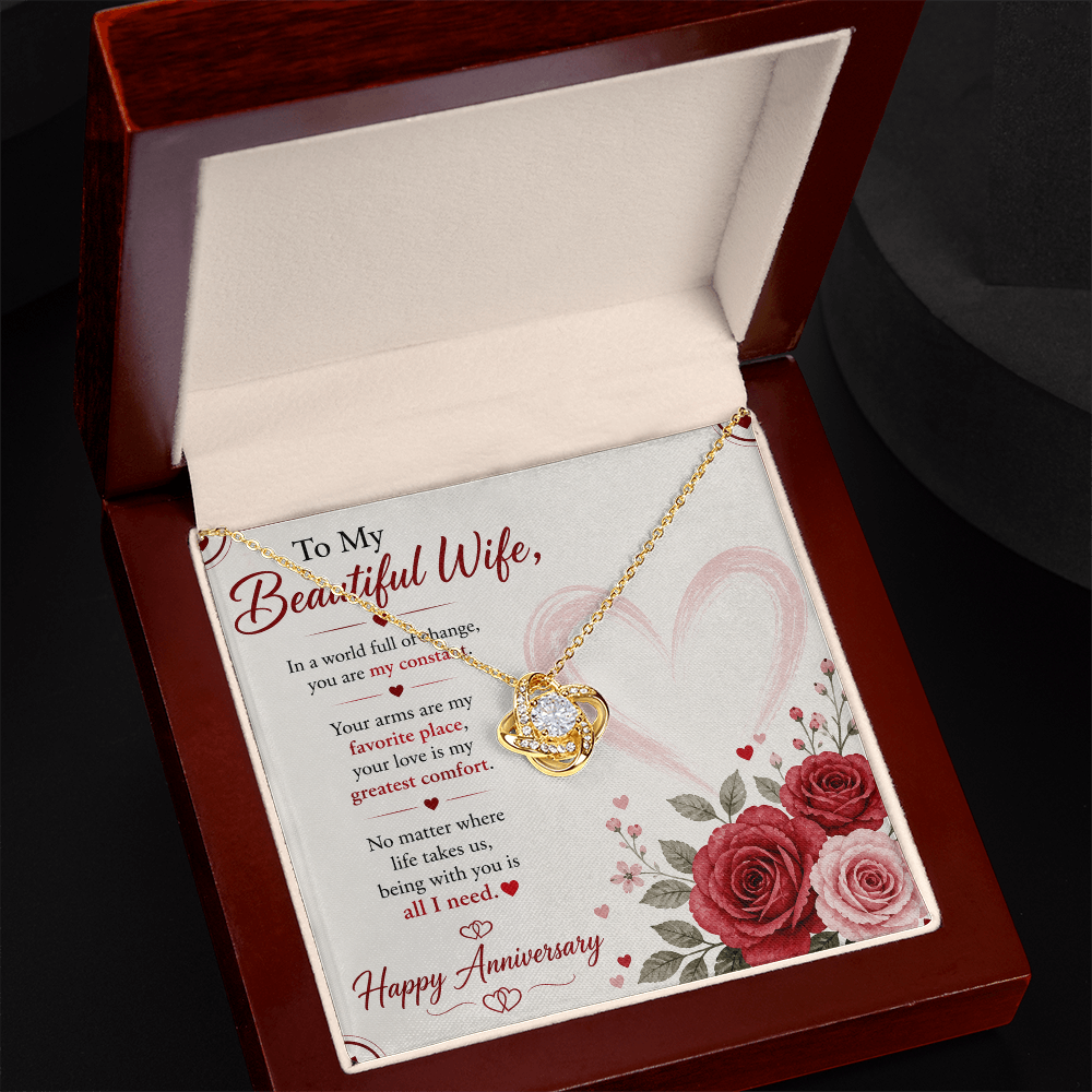 Anniversary Necklace Gift for Wife with Message Card
