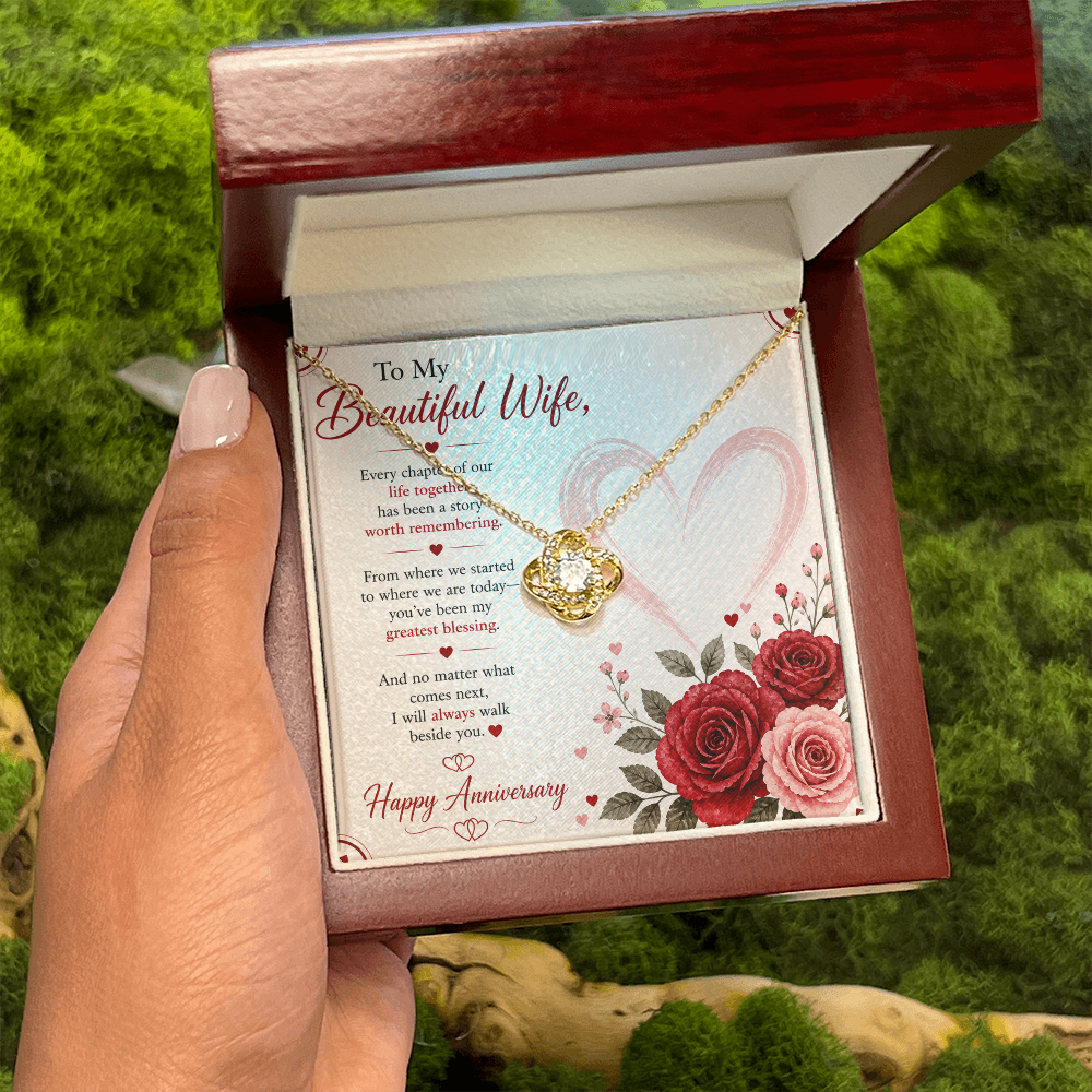 Anniversary Gift for Her – Love Necklace with Message Card