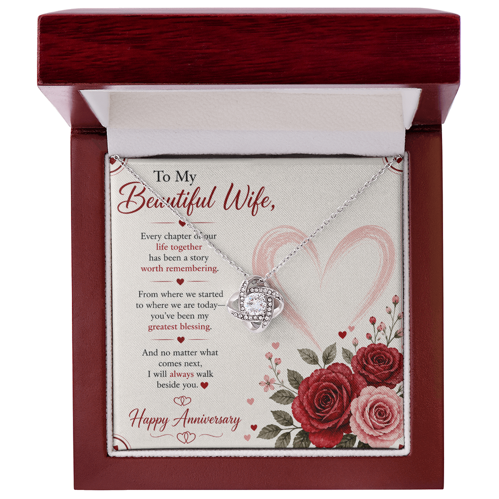 Anniversary Gift for Her – Love Necklace with Message Card