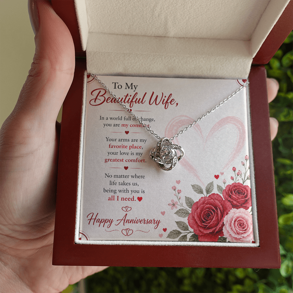 Anniversary Necklace Gift for Wife with Message Card