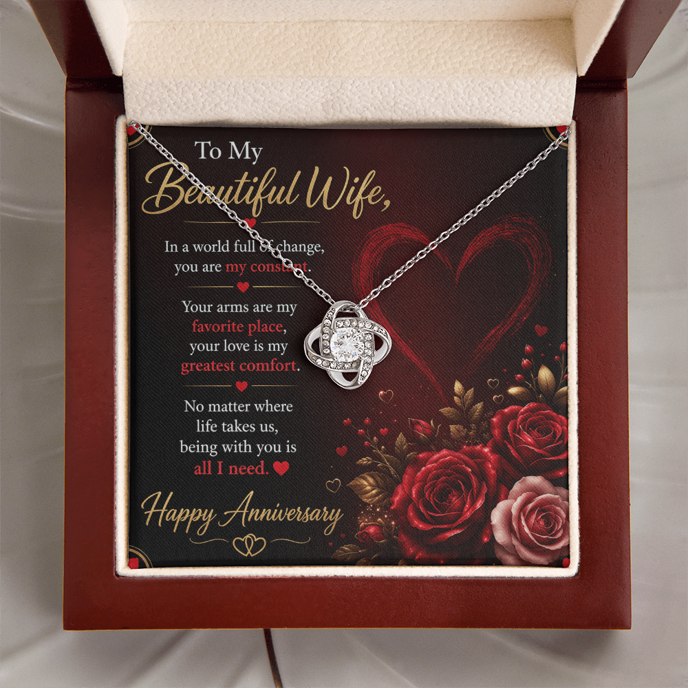Anniversary Necklace Gift for Wife with Message Card