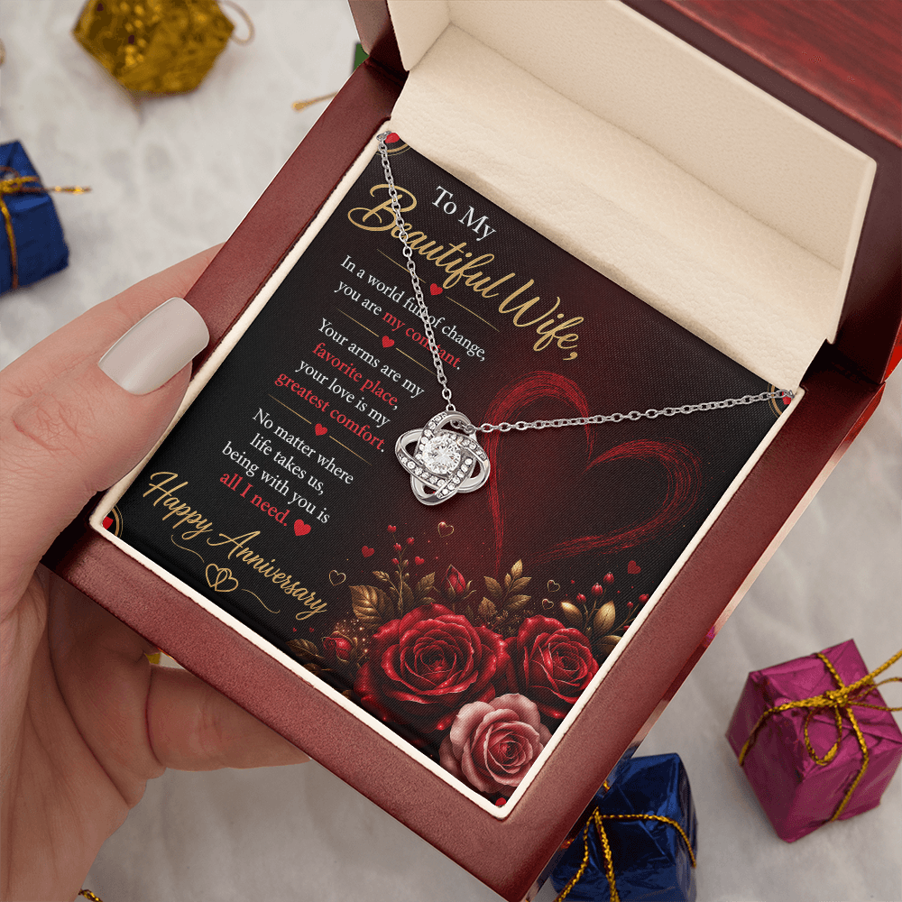 Anniversary Necklace Gift for Wife with Message Card