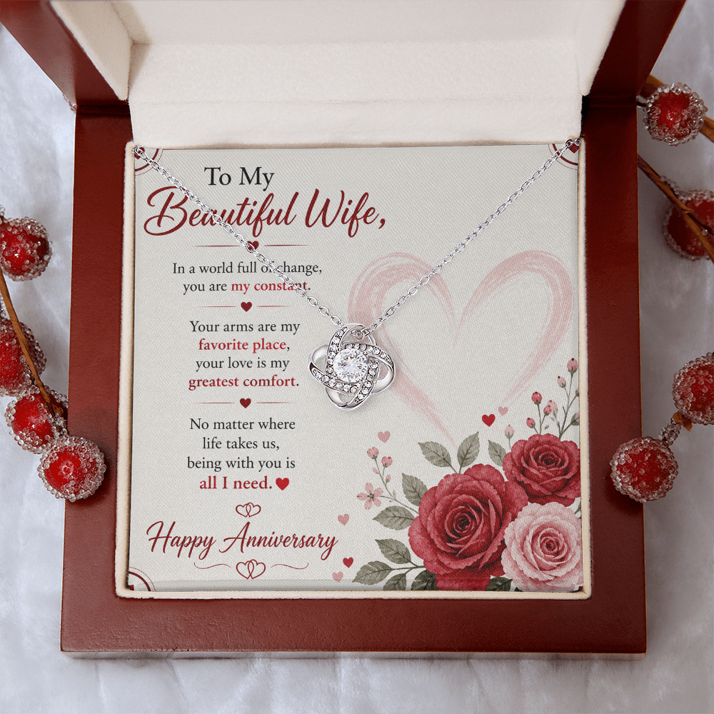Anniversary Necklace Gift for Wife with Message Card